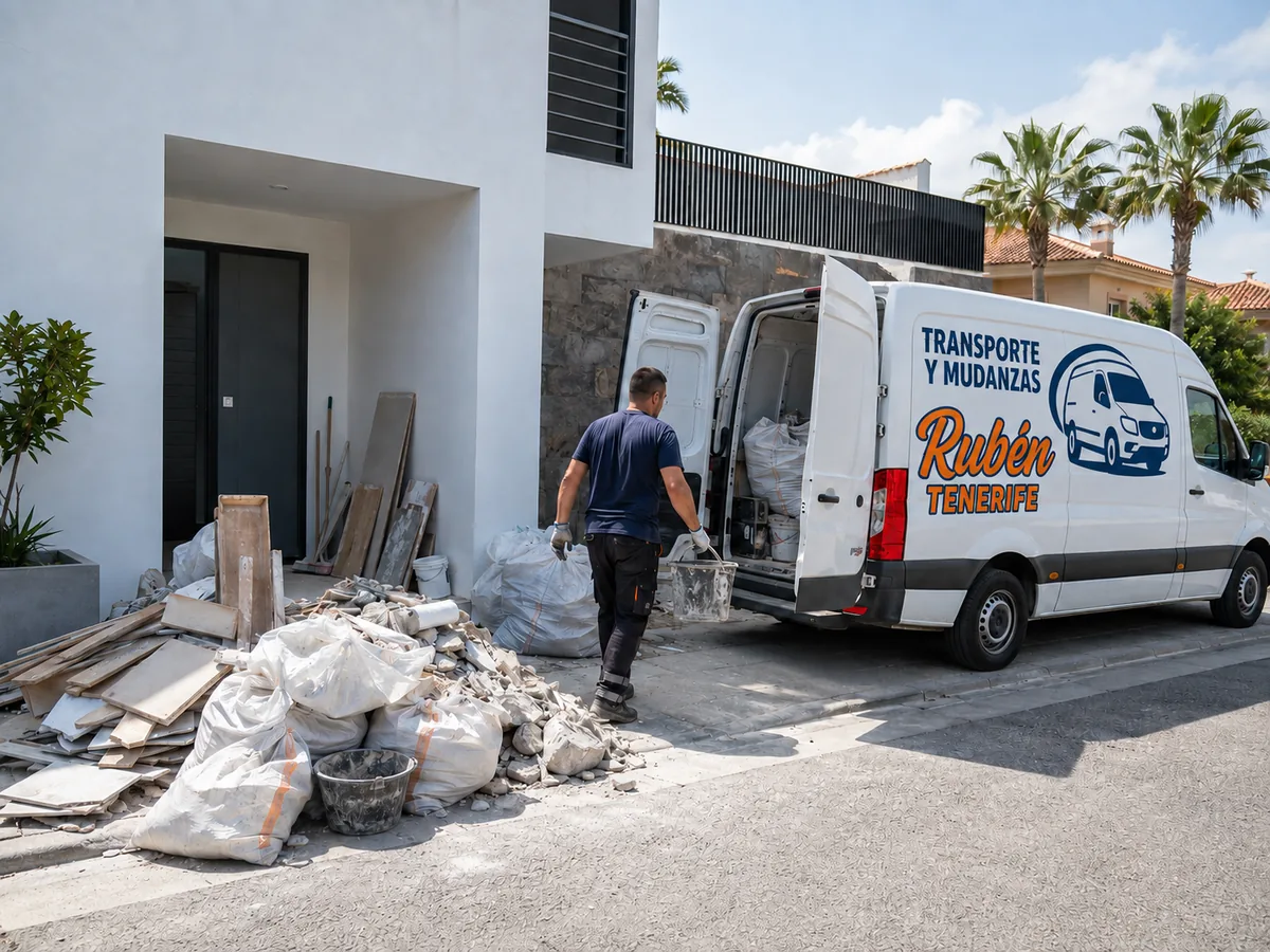 Retirada de escombros después de una reforma en Tenerife