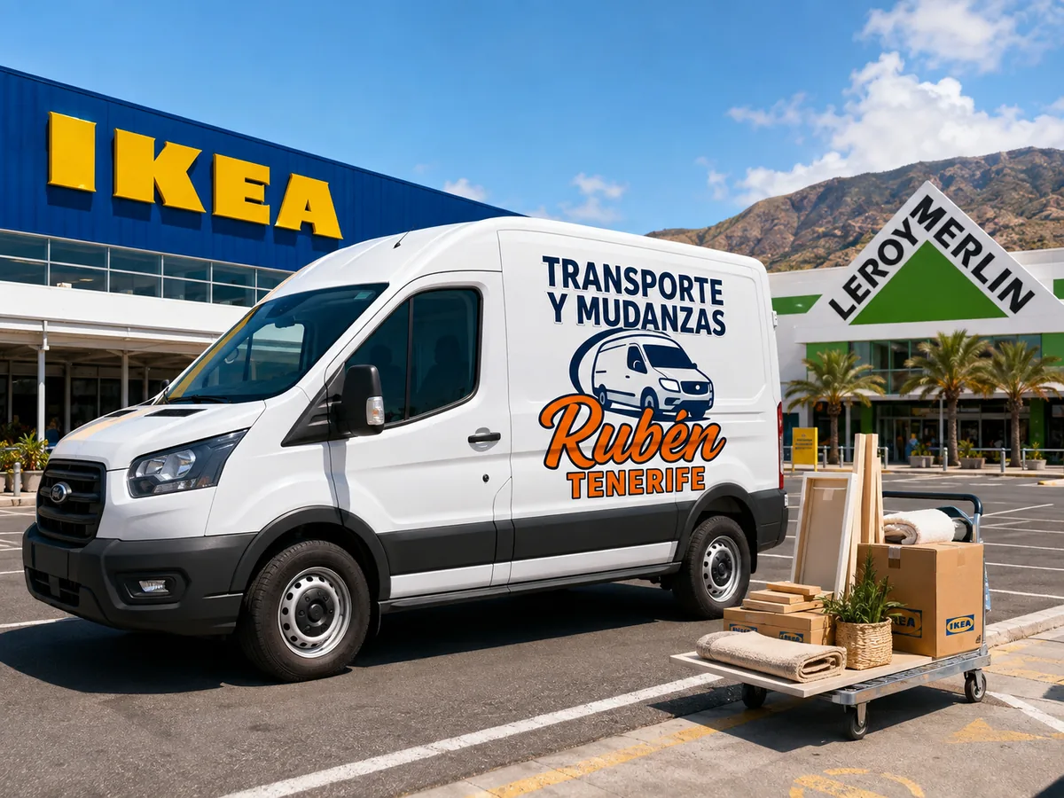 Furgón de Rubén frente a IKEA y Leroy Merlin en Tenerife