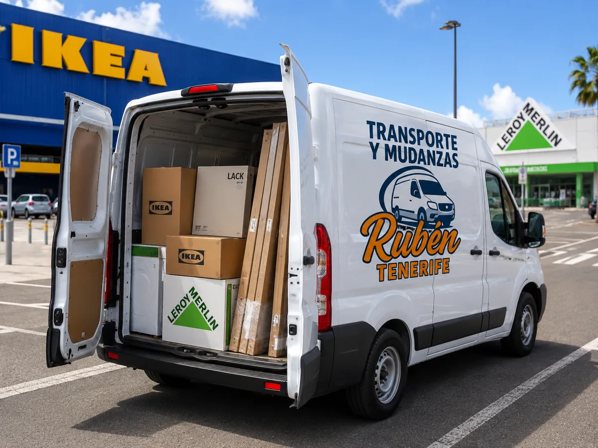 Furgón de Rubén cargado con compras de IKEA y Leroy Merlin